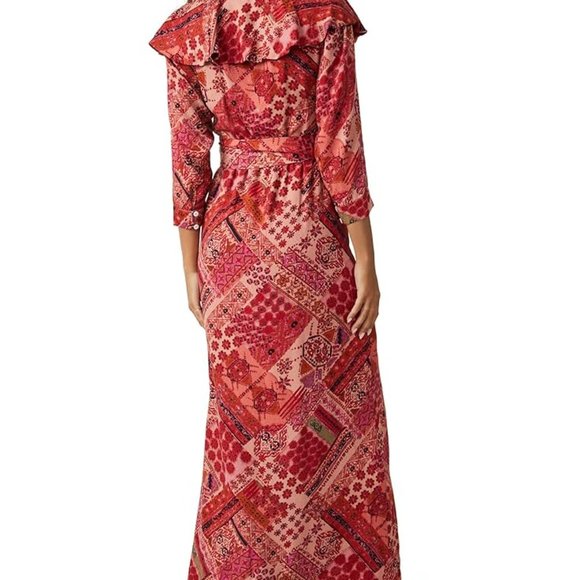 Free People Lennon Dress Boho Style Maxi Floral Print Coral Red NWT NEW Size XS - Picture 10 of 11